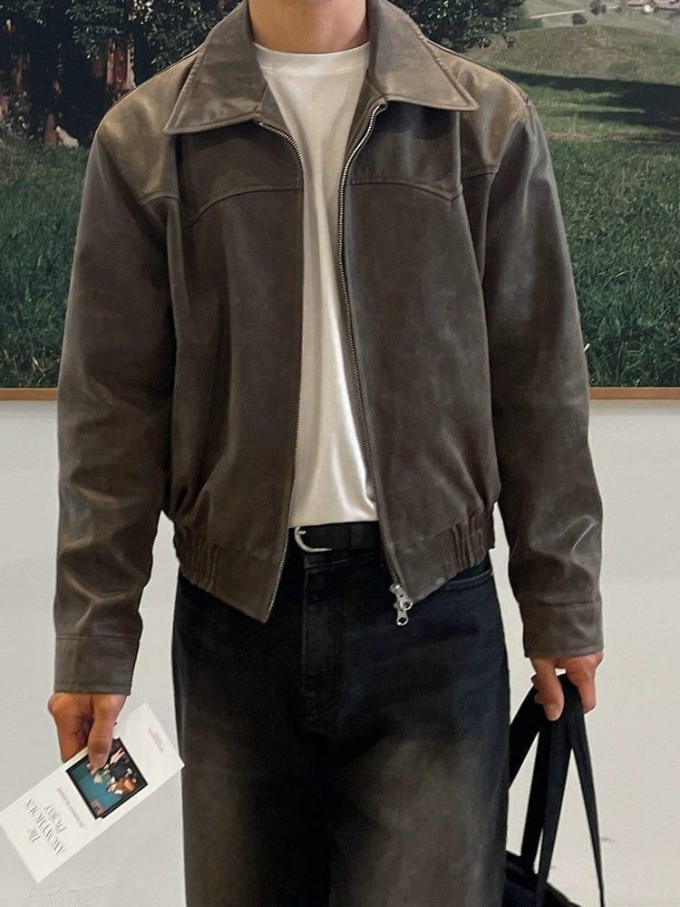 RT No. 11274 OLD BROWN RODEO LEATHER ZIP-UP JK Product Image