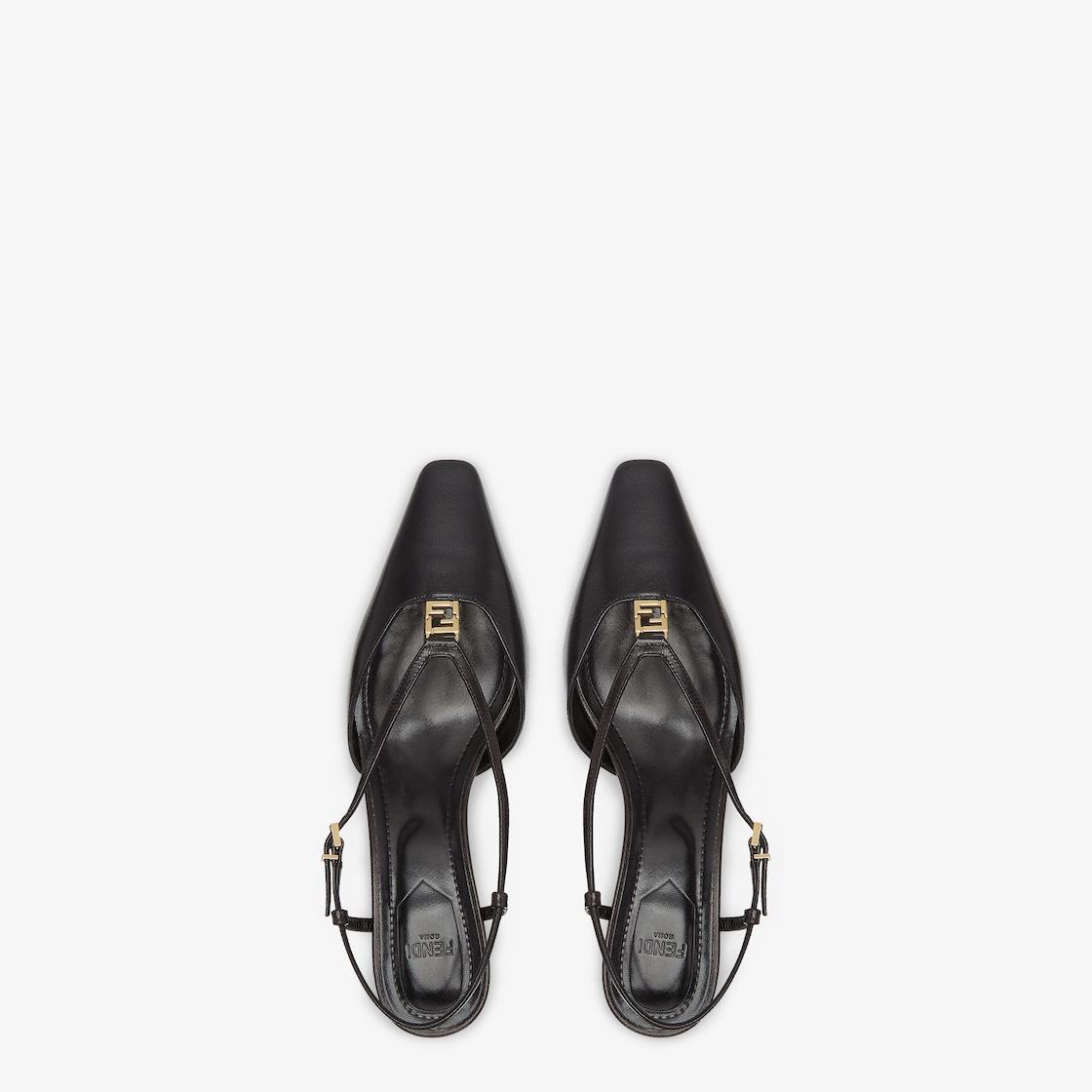 Fendi FFoldBlack leather low-heeled slingbacks Product Image