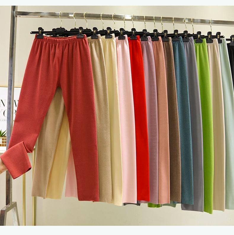 High Waist Plain Leggings Product Image