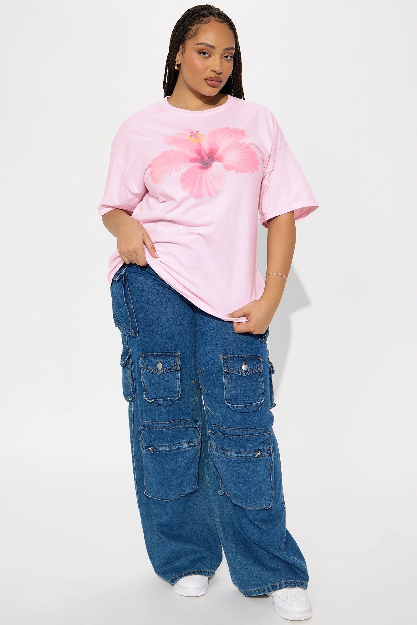 Hibiscus Bloom Washed Graphic Tee - Pink Product Image