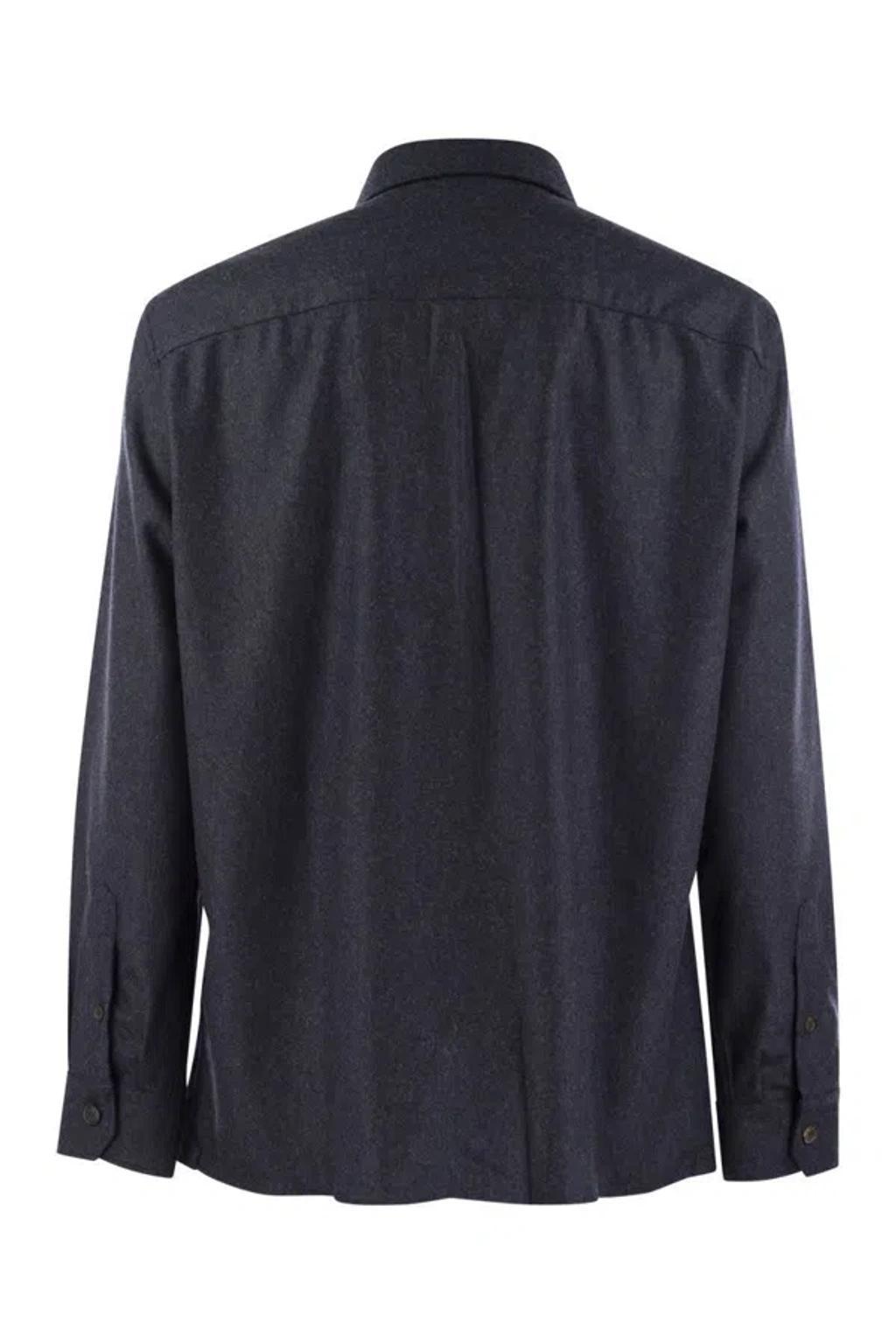 BRUNELLO CUCINELLI Men's Wool Shirt In Blue Product Image
