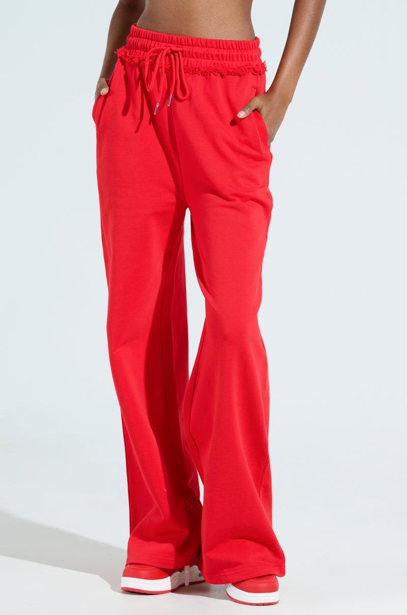 LOVERS CLUB WIDE LEG JOGGER IN RED Product Image