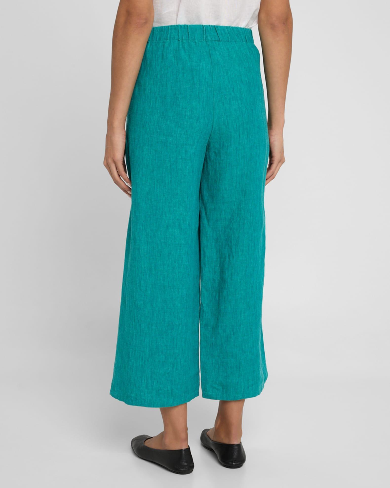 Cropped Wide-Leg Organic Linen Pants Product Image