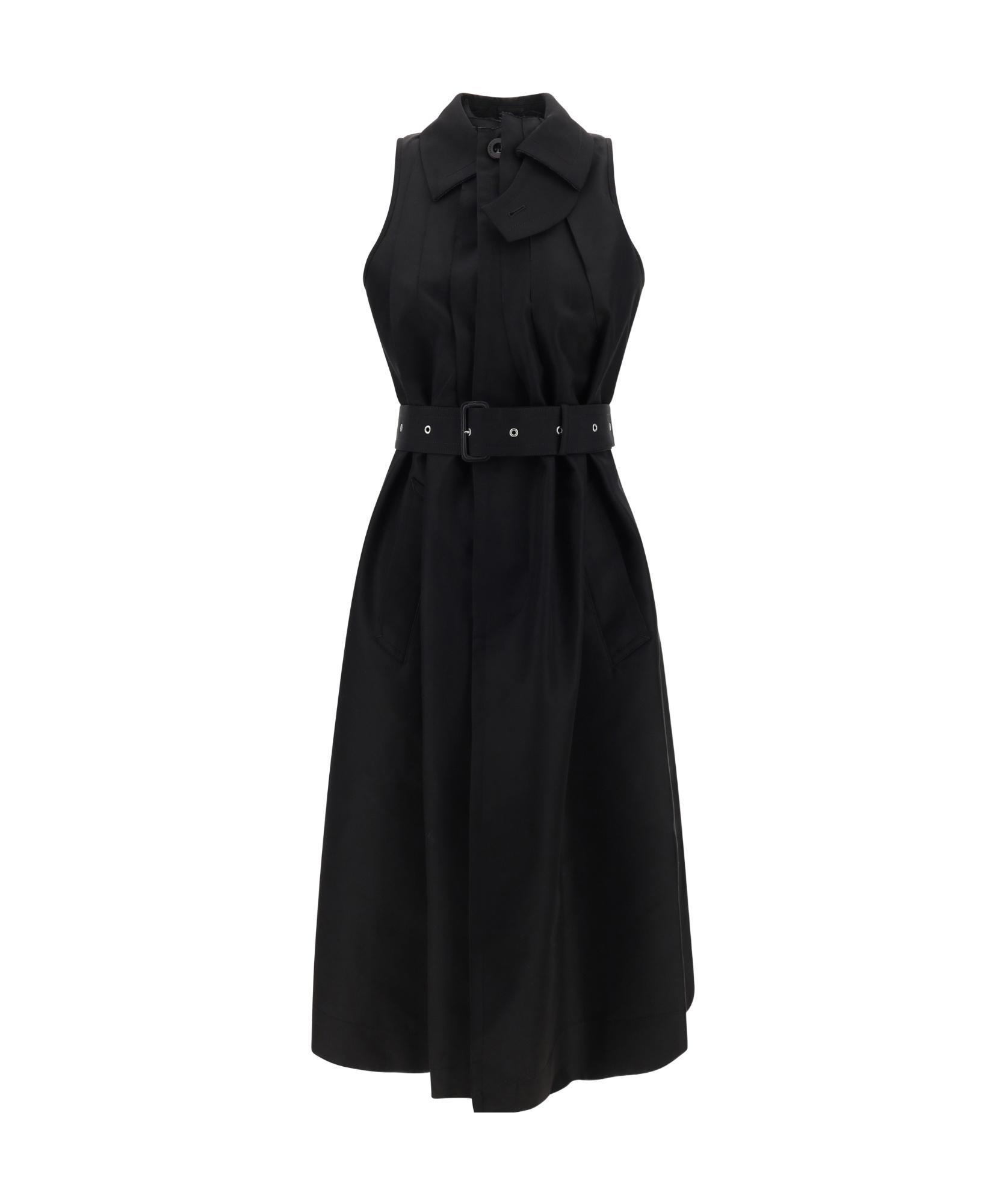 SACAI Belted Sleeveless Dress In Black Product Image