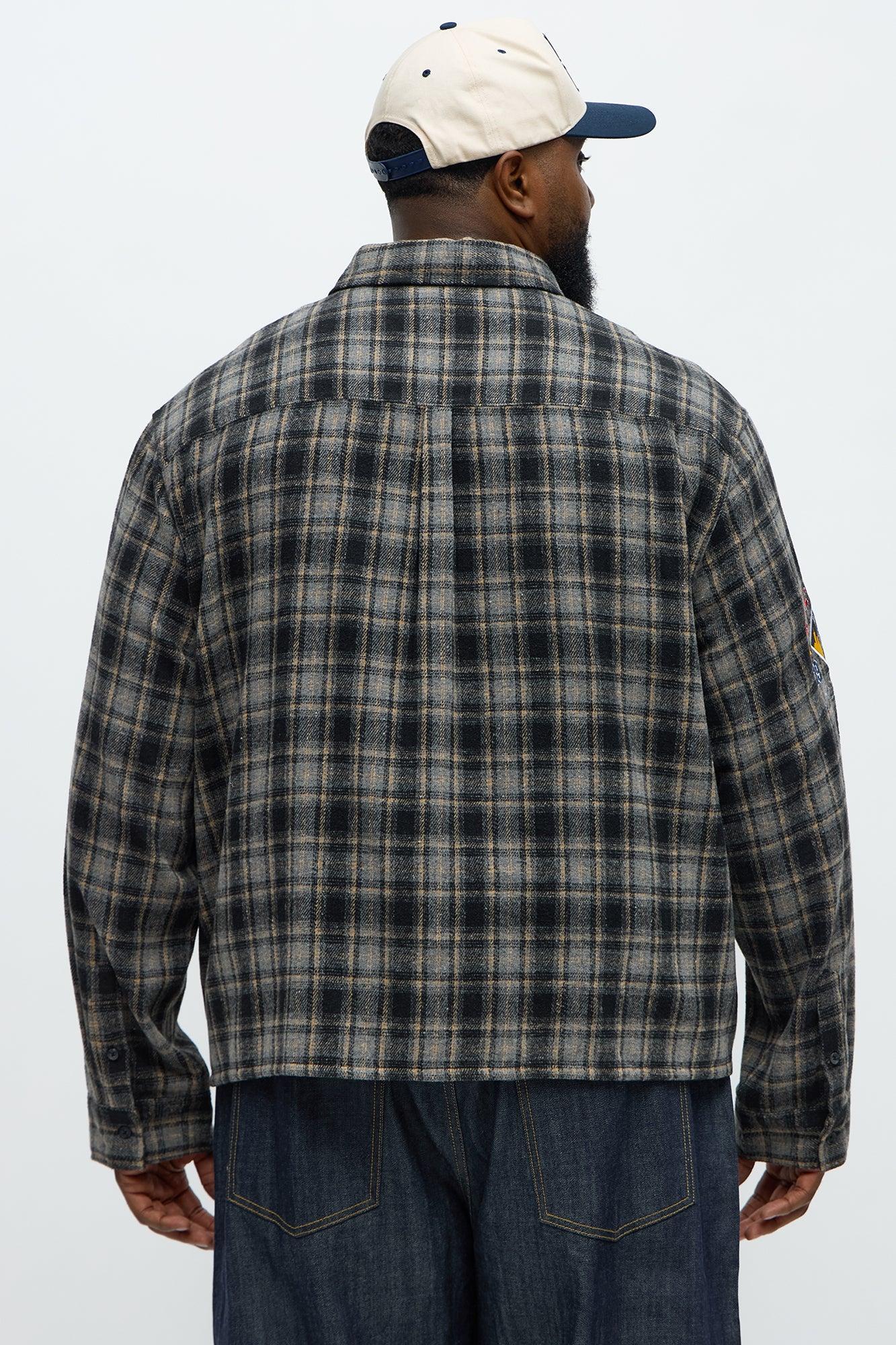 Relaxed Fit Harlem Plaid Long Sleeve Button Up - Black/combo Product Image