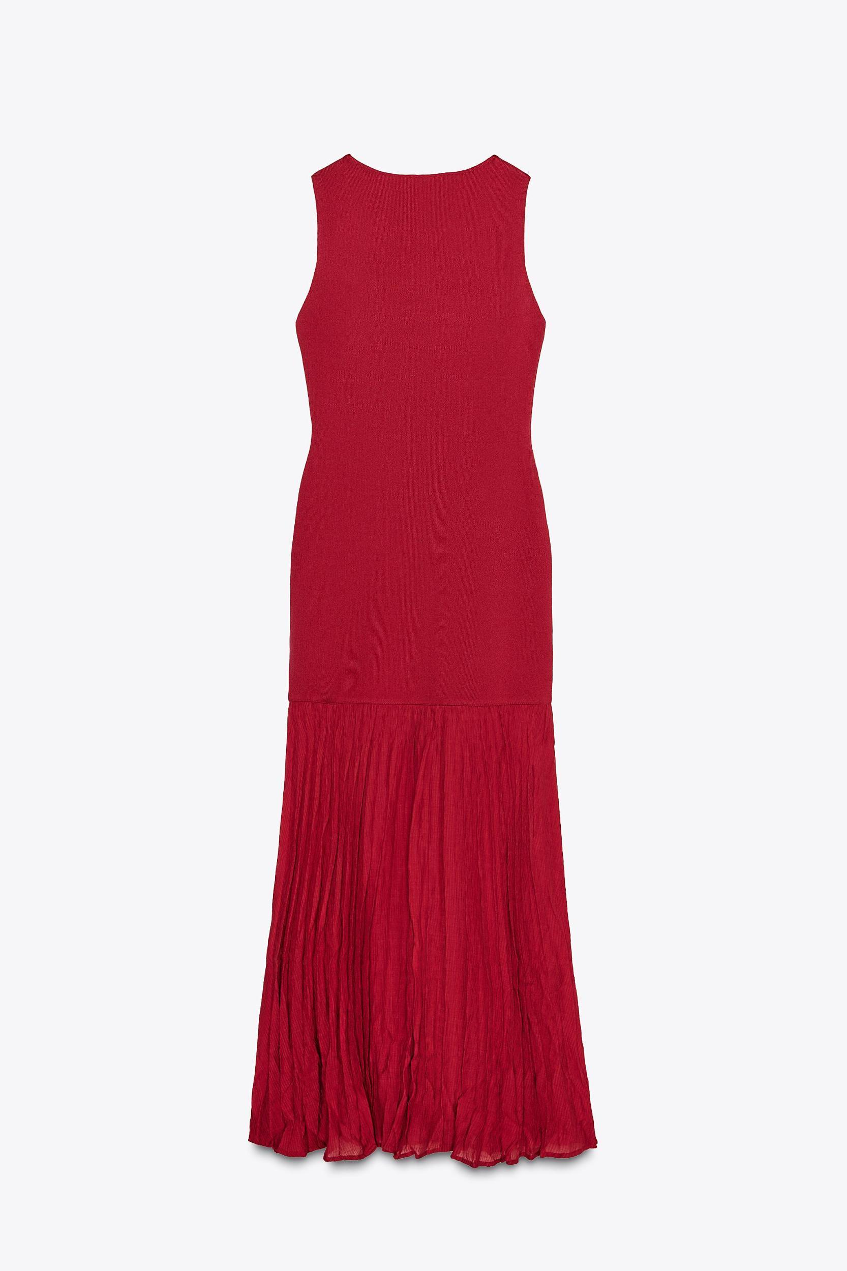 LONG COMBINATION KNIT DRESS Product Image