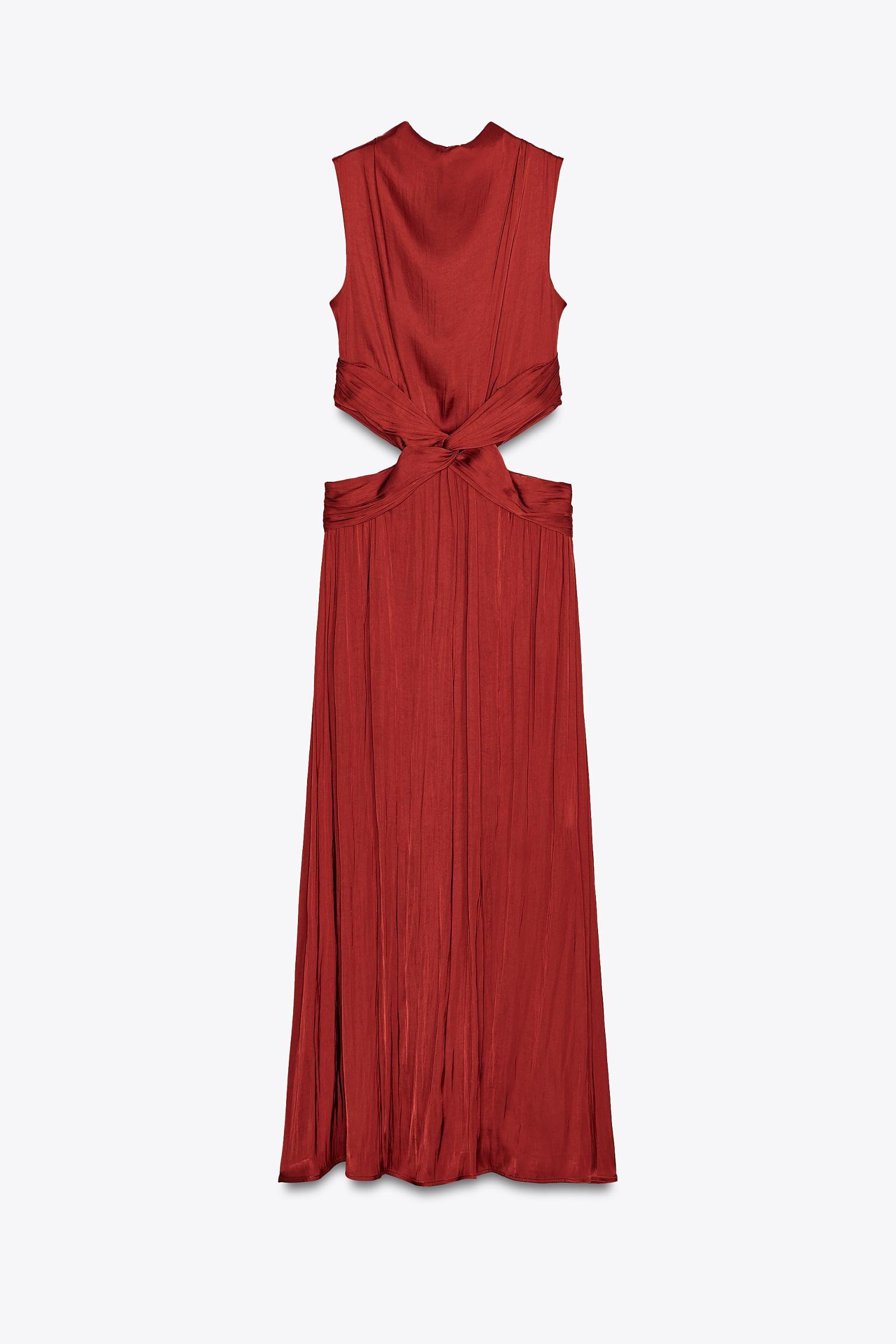 SATIN EFFECT CUT OUT MIDI DRESS Product Image