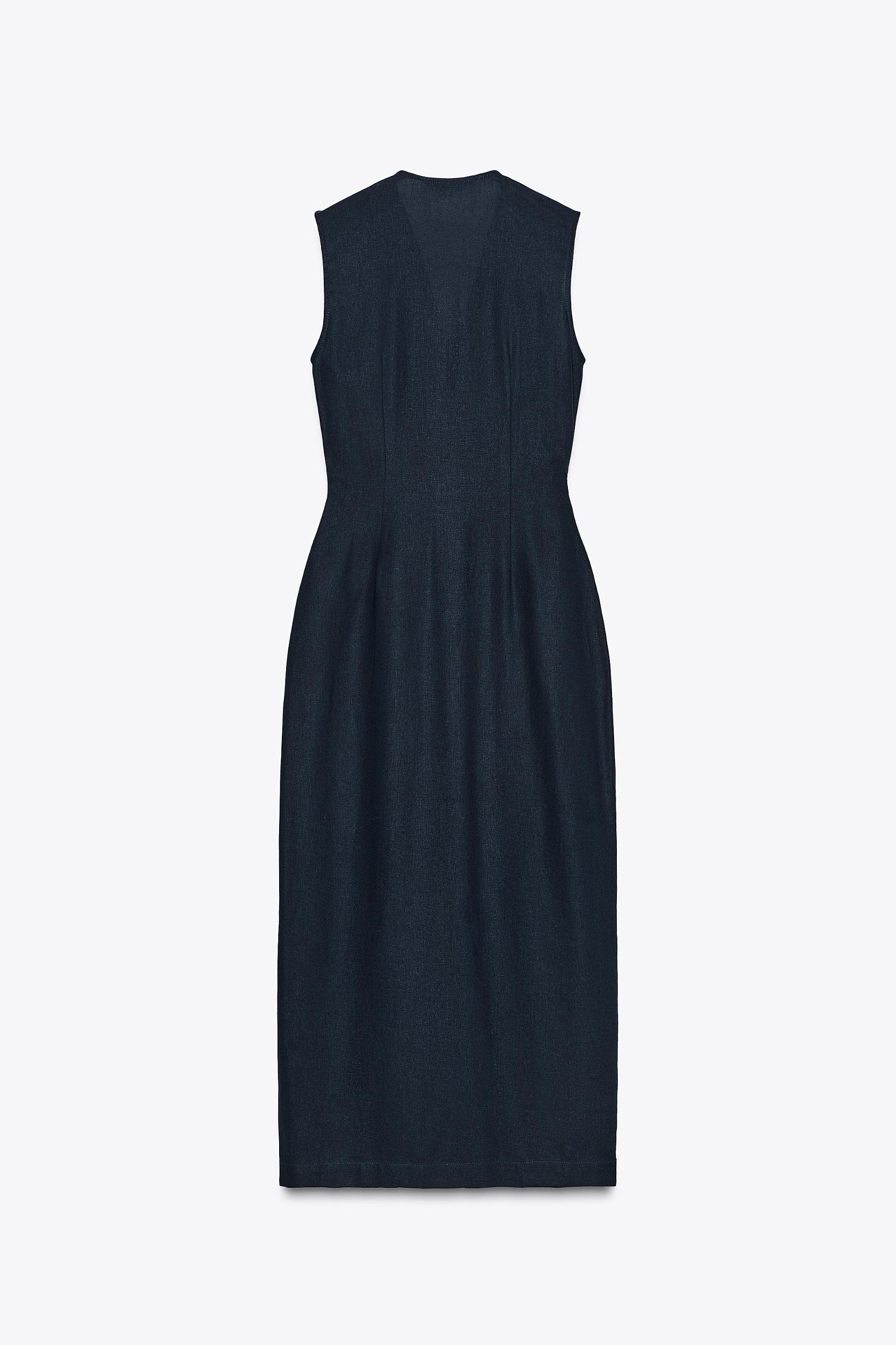 LINEN BELTED MIDI DRESS Product Image
