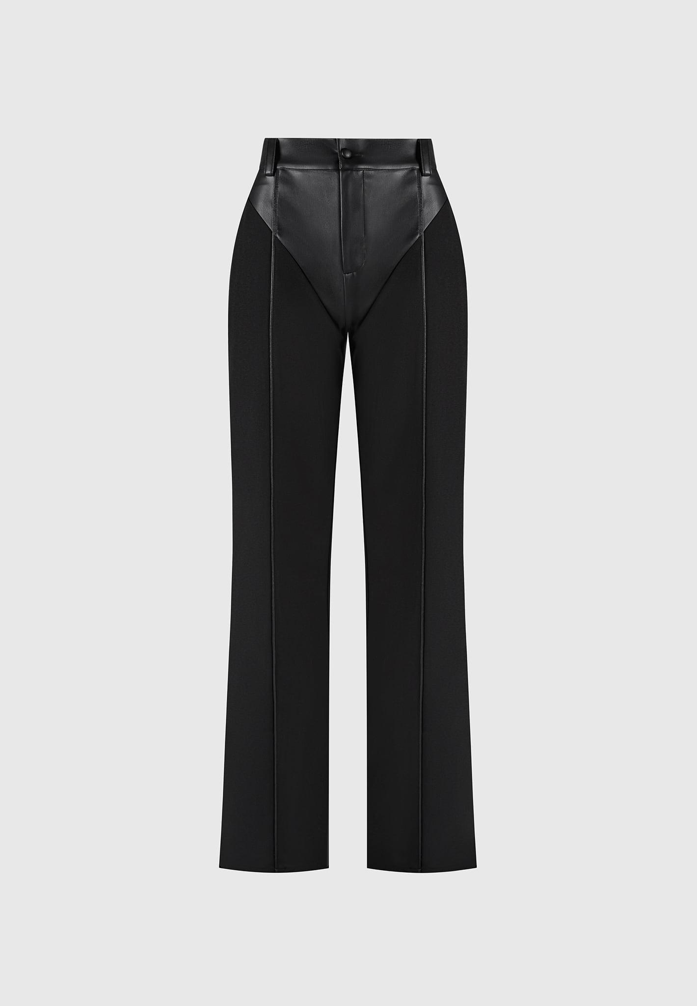 Leather & Woven Trousers - Black Female Product Image