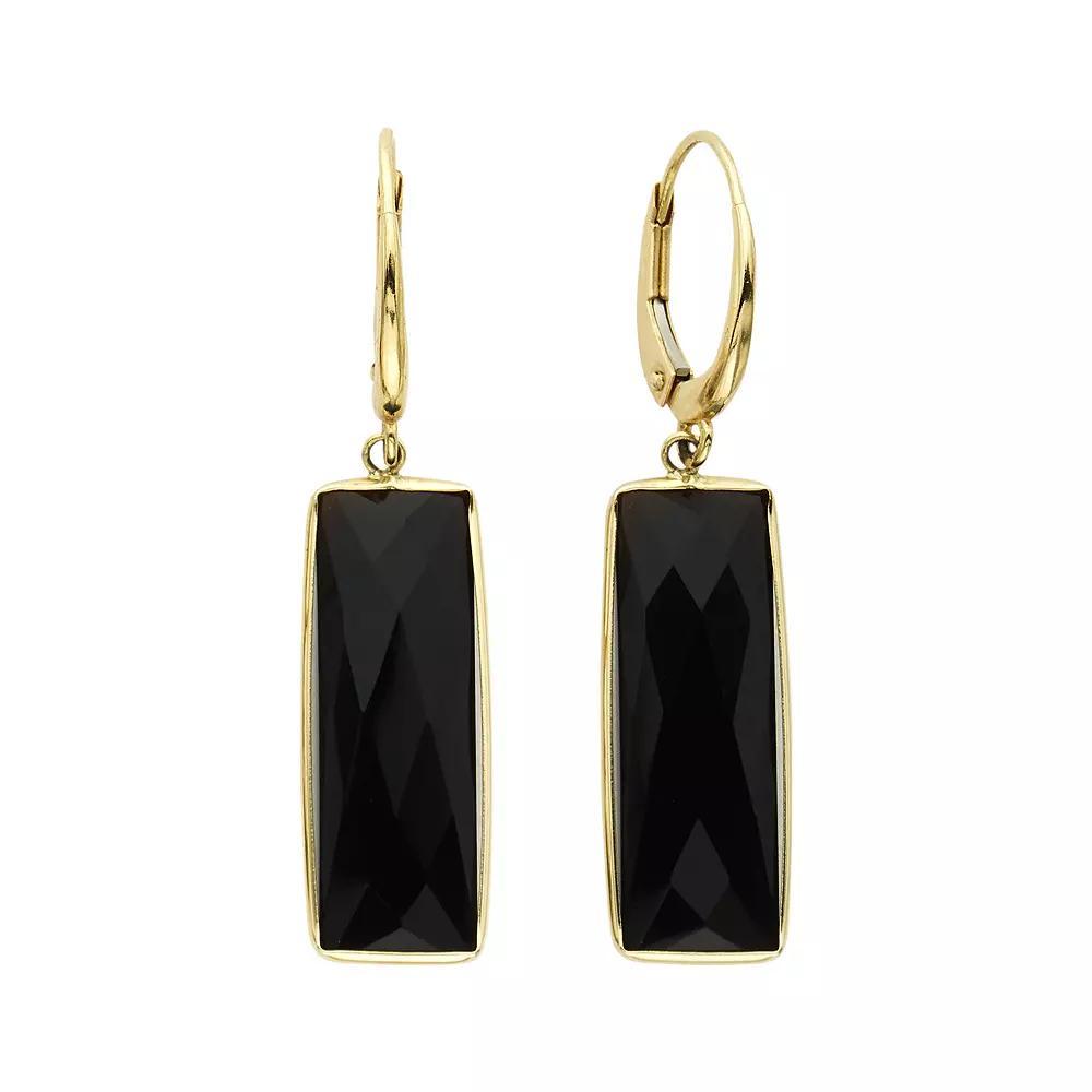 14k Gold Onyx Rectangle Drop Earrings, Women's, Black Product Image
