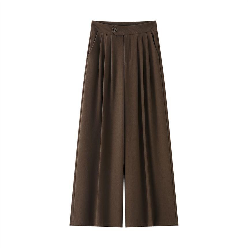 High Rise Plain Wide Leg Pants Product Image