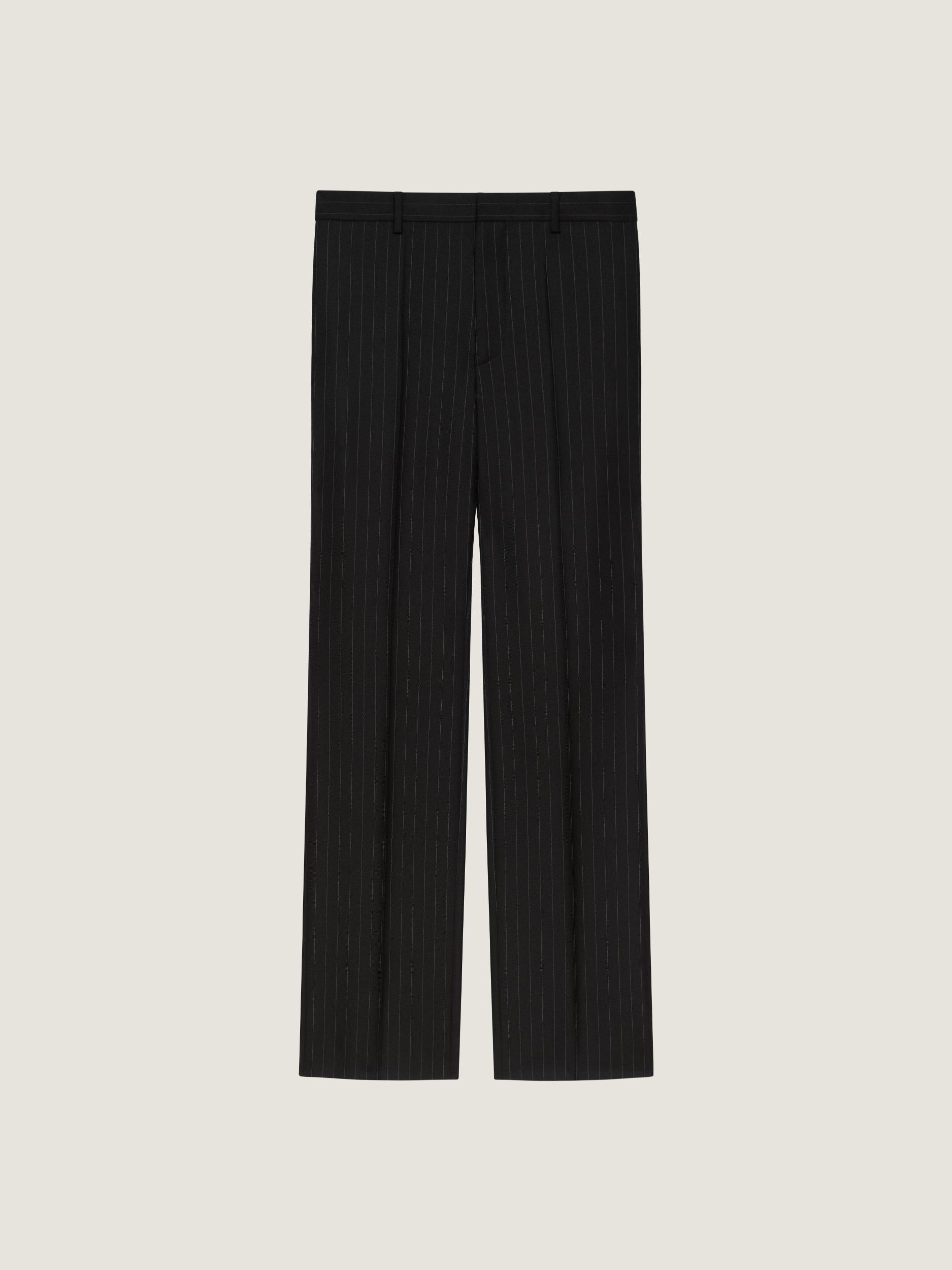 Straight leg tailored trousers in striped wool Product Image