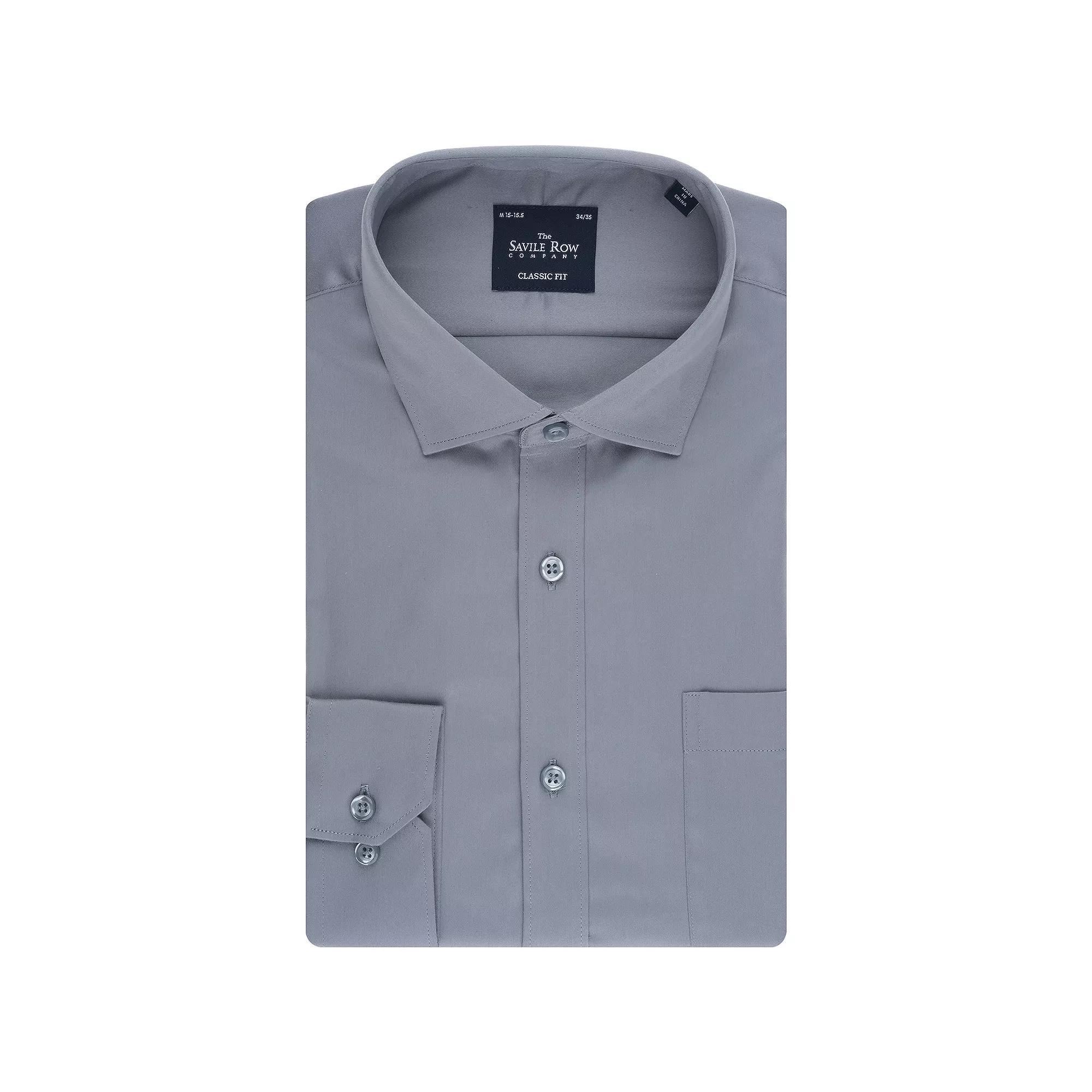 Men's Savile Row Classic Fit Sateen Dress Shirt, Size: XL-34/35, Light Gray Product Image