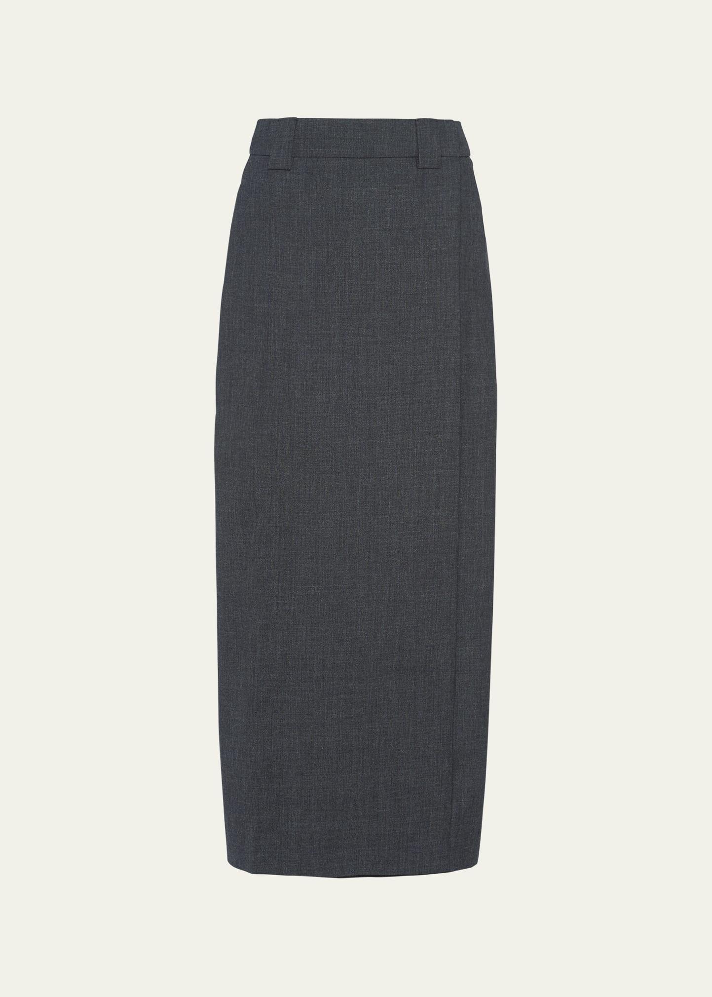 Wraparound Wool Midi Skirt Product Image
