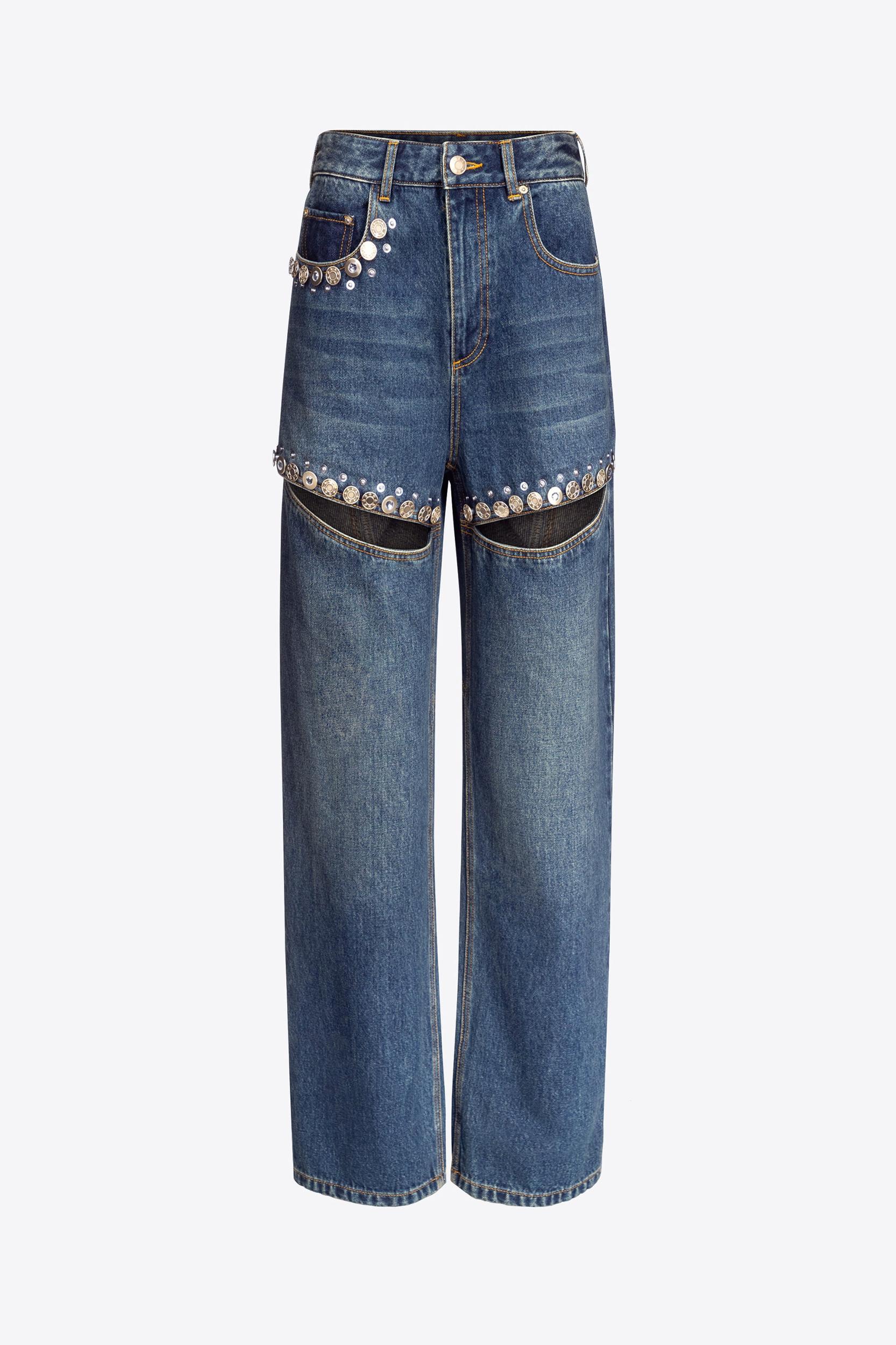 Crystal Button Studded Slit Jean Product Image