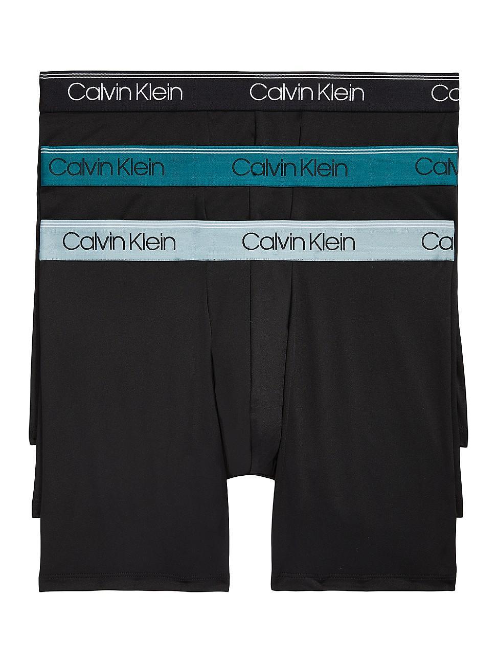 Men's Calvin Klein 3-Pack Microfiber Stretch Boxer Briefs, Size: 2XL, Black Convoy Red Gala Product Image