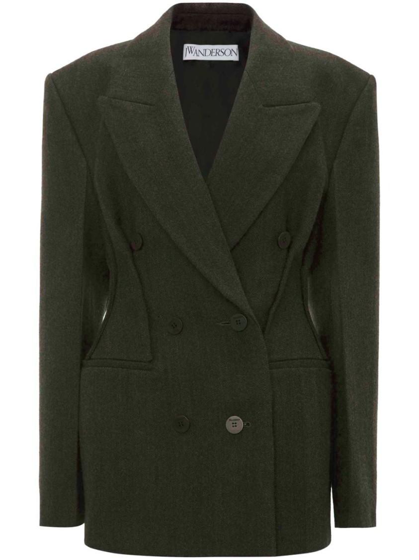 embroidered-logo single-breasted blazer Product Image