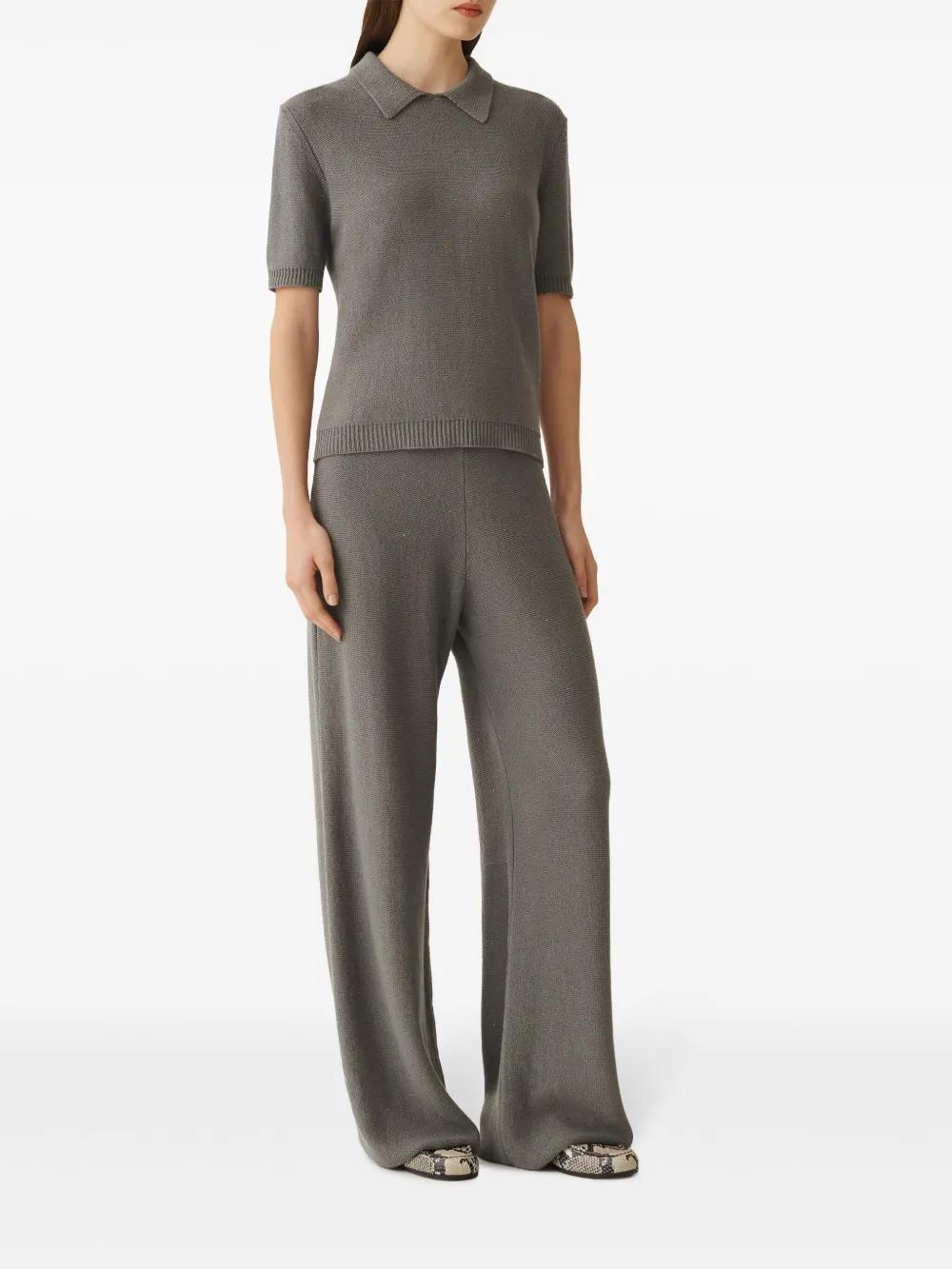 FABIANA FILIPPI Fine-knit Polo Top In Grey Product Image