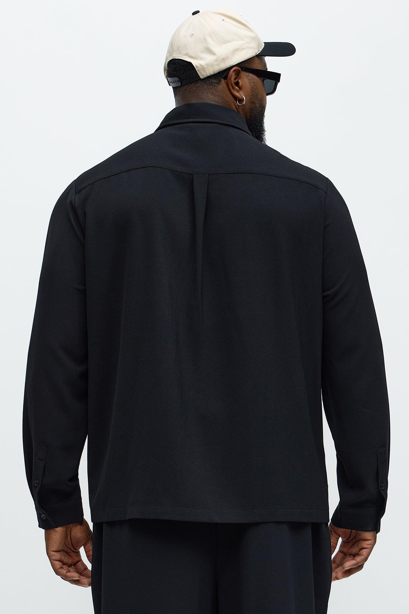Golden Hour Long Sleeve Button Up Shirt - Black Product Image
