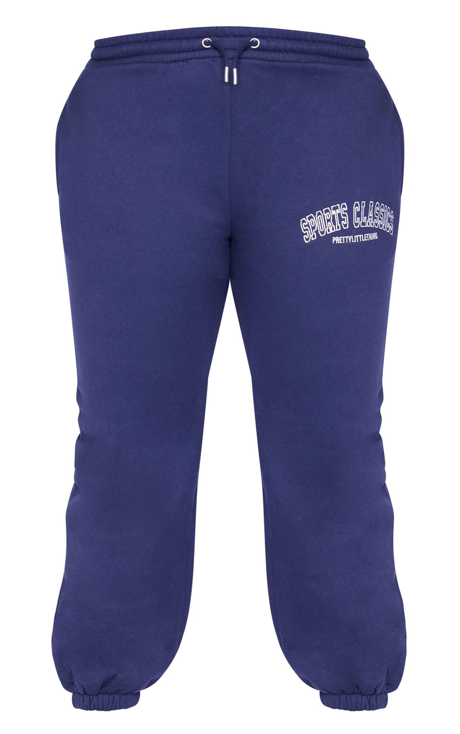 Plus Navy Sports Classic Embroidered Cuffed Sweatpants Product Image