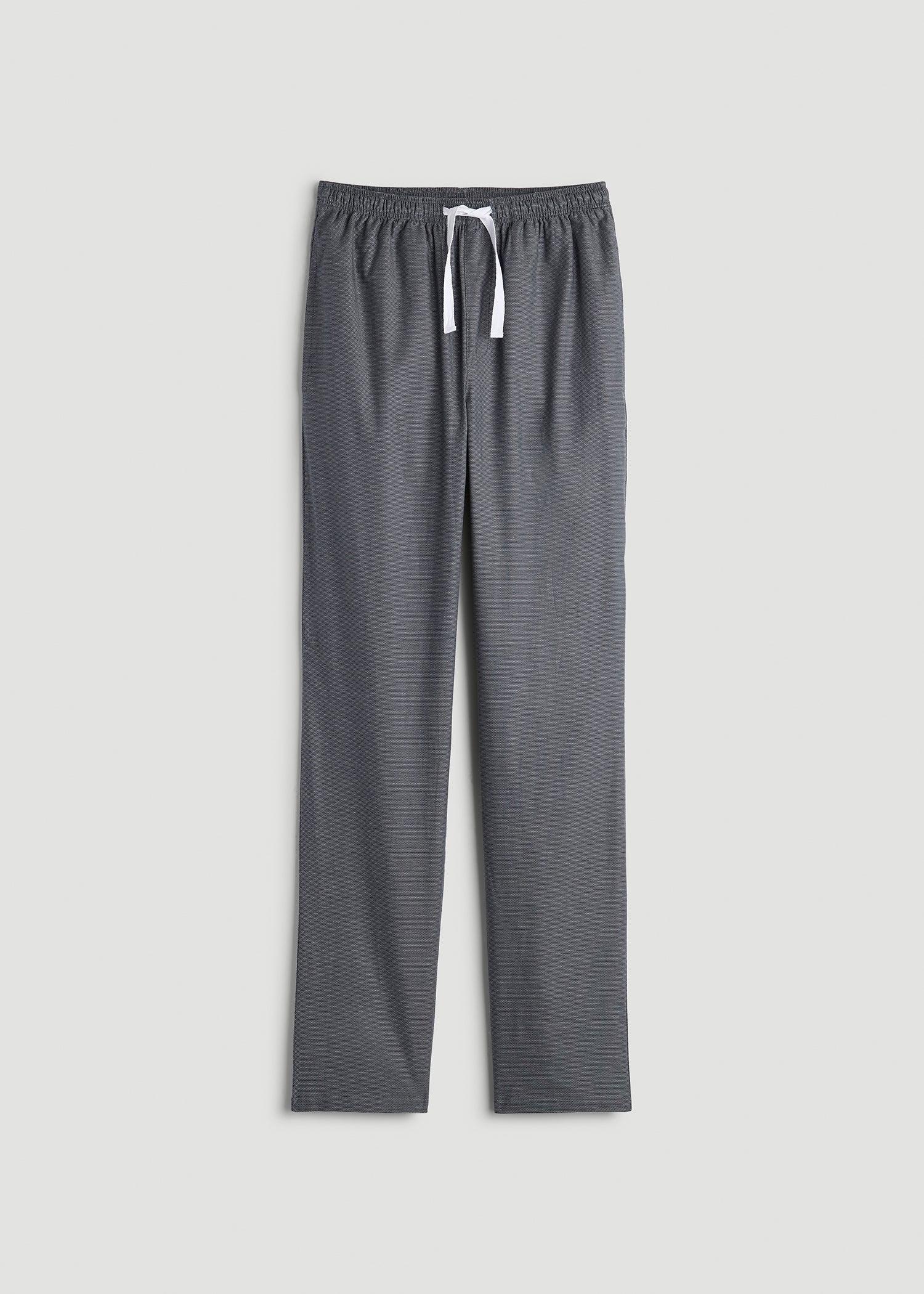 Woven Pajama Pants for Tall Men in Grey Pin Dot Product Image
