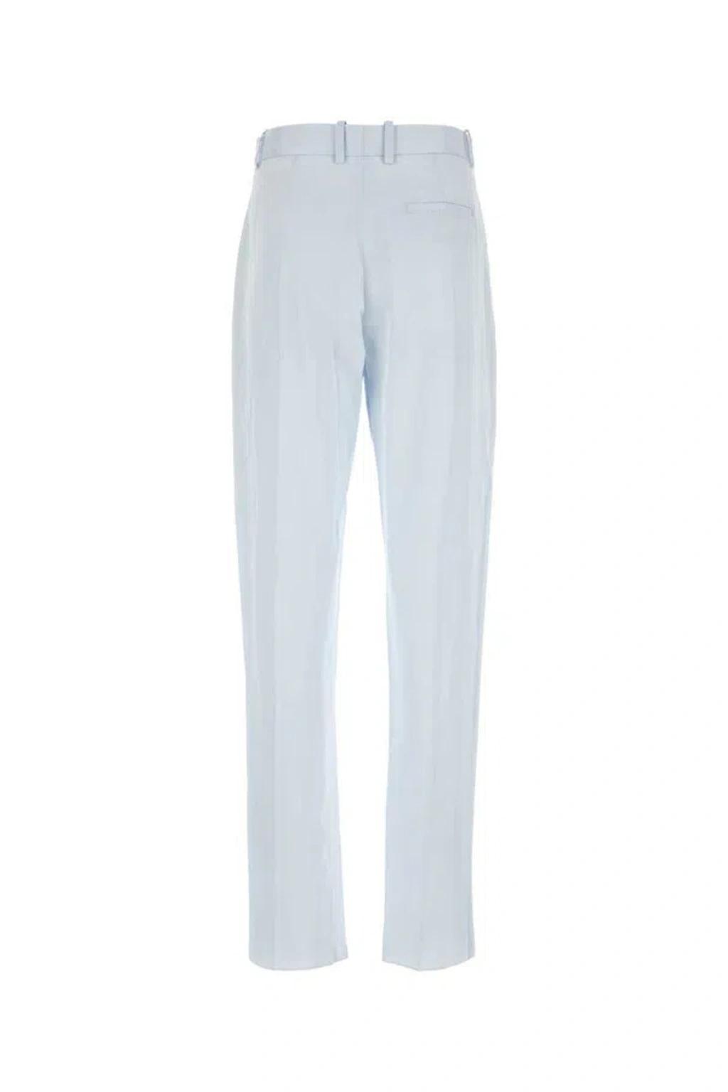 BOTTEGA VENETA Woman Pastel Light-blue Twill Pant In Turquoise Product Image