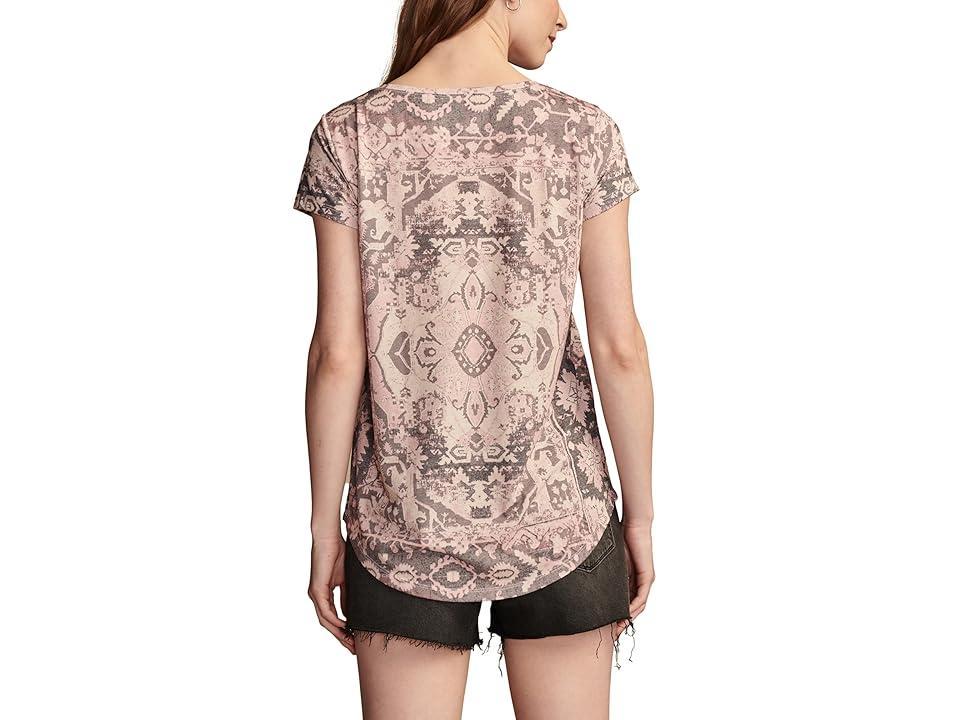 Lucky Brand Printed Scoop Neck Tee (Beige ) Women's Clothing Product Image