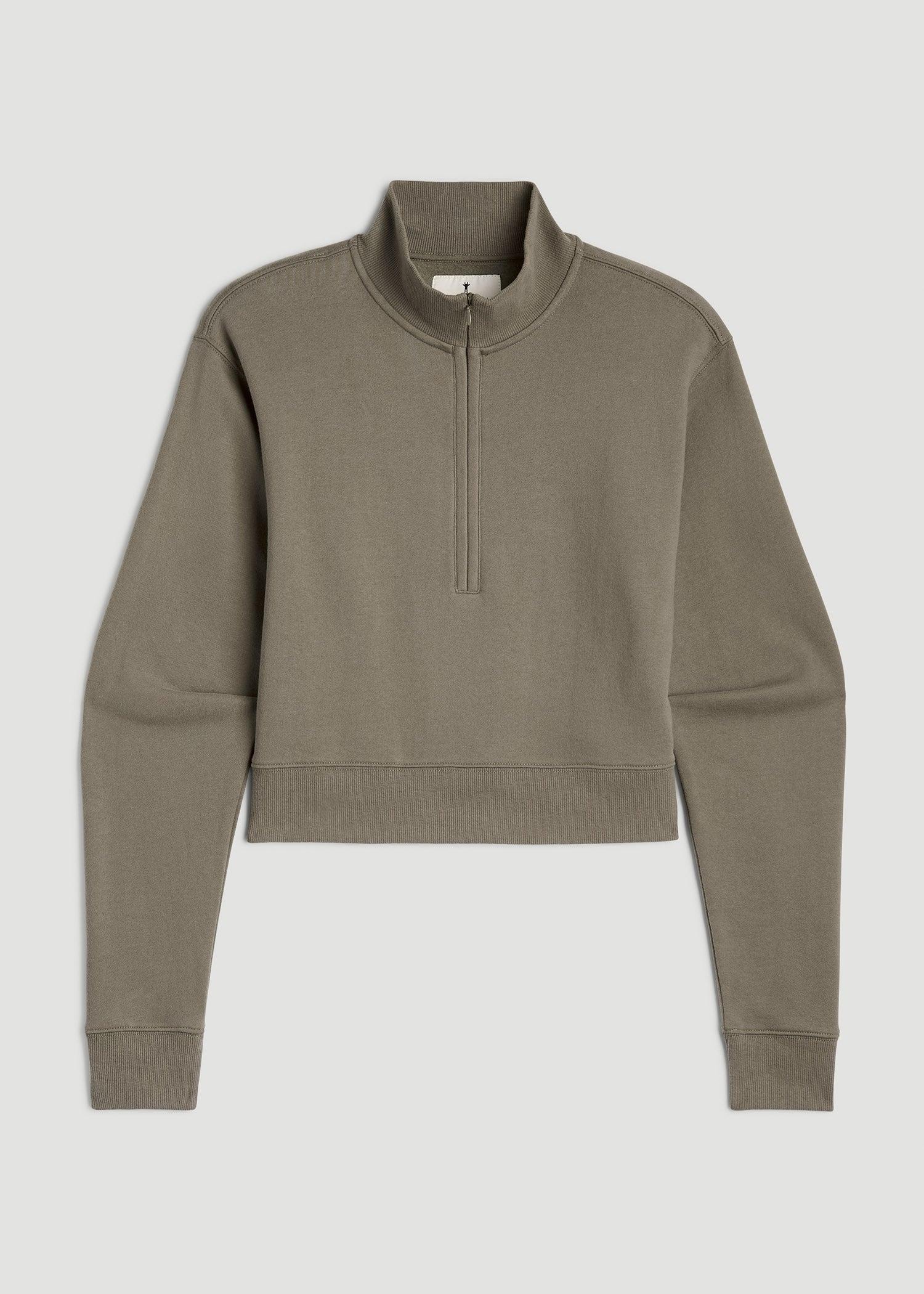 Wearever 2.0 Fleece Half-Zip Cropped Sweatshirt for Tall Women in Camper Green Female Product Image