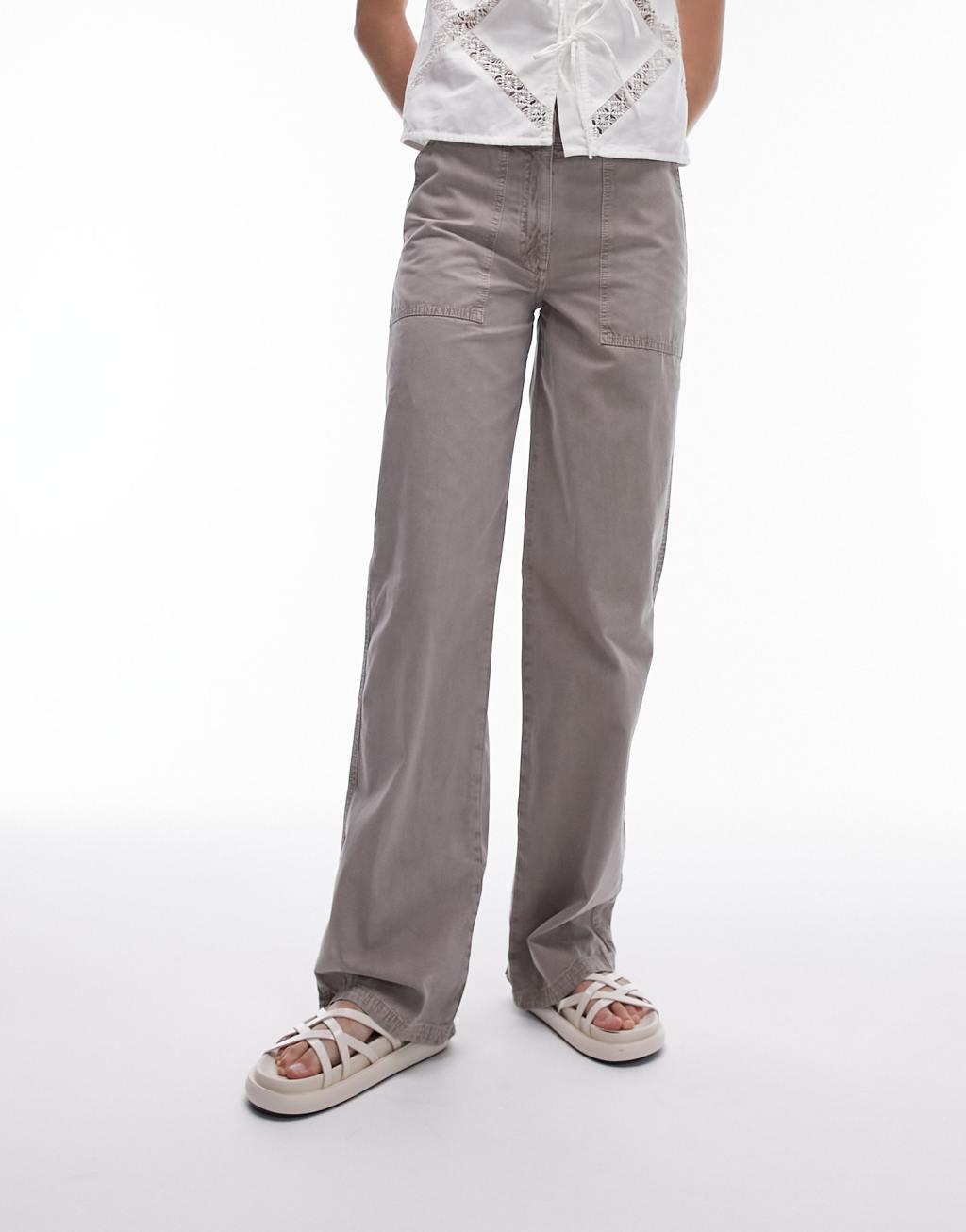 Topshop Tall low rise washed straight leg pants Product Image