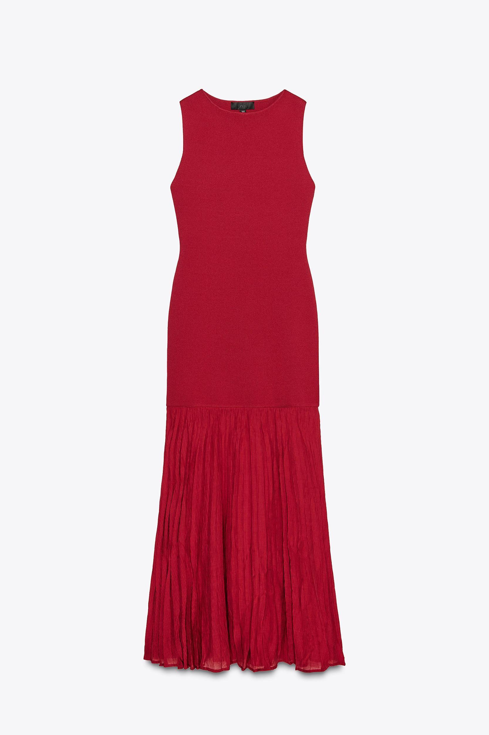 LONG COMBINATION KNIT DRESS Product Image