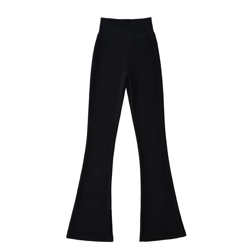 High Waist Plain Bootcut Pants Product Image