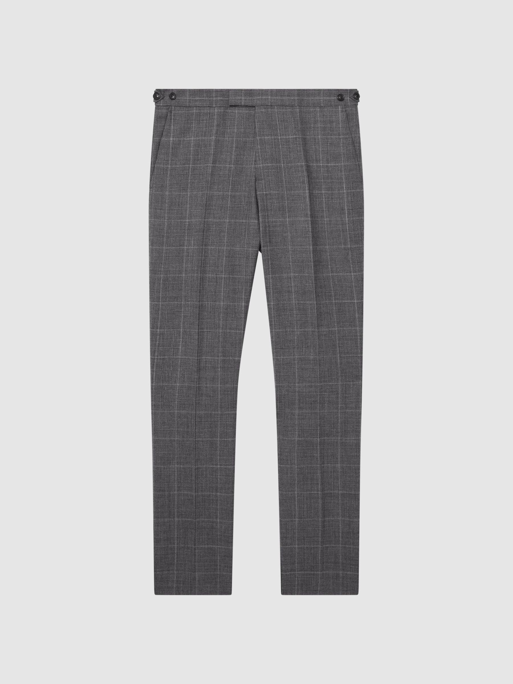Slim Fit Checked Trousers in Grey Product Image