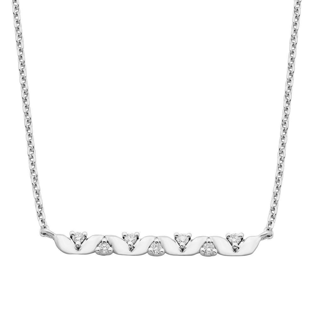 Boston Bay Diamonds Sterling Silver 1/12 Carat T.W. Diamond Bar Necklace, Womens Product Image