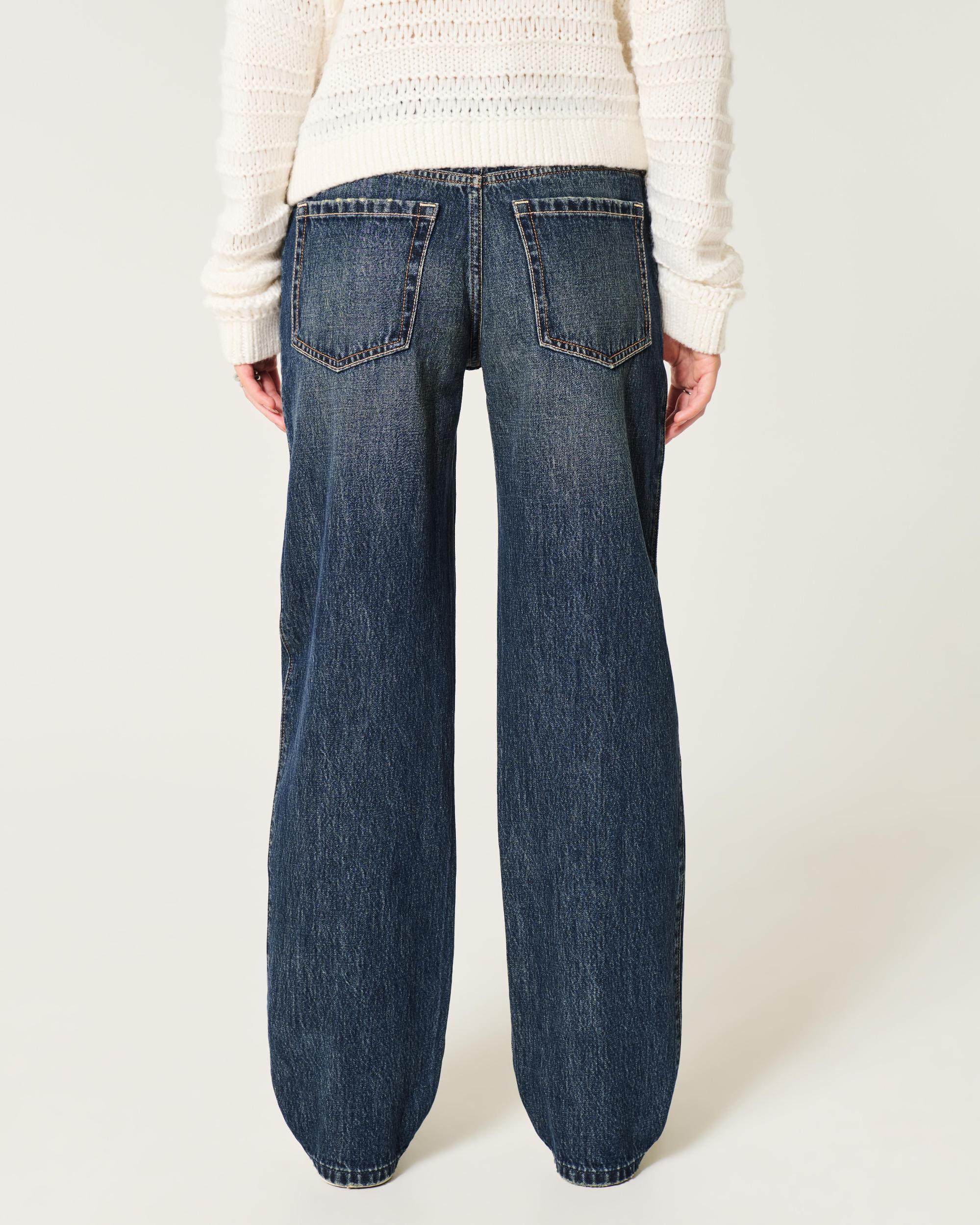 Low-Rise Dark Wash Loose Jeans Product Image