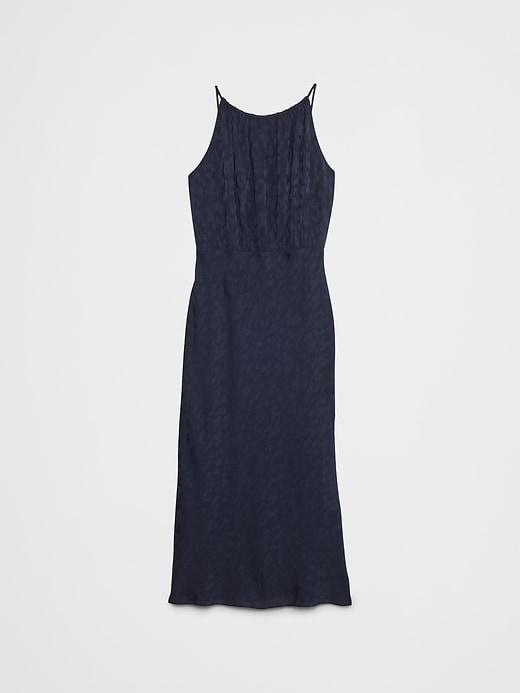 High-Neck Jacquard Midi Dress Product Image