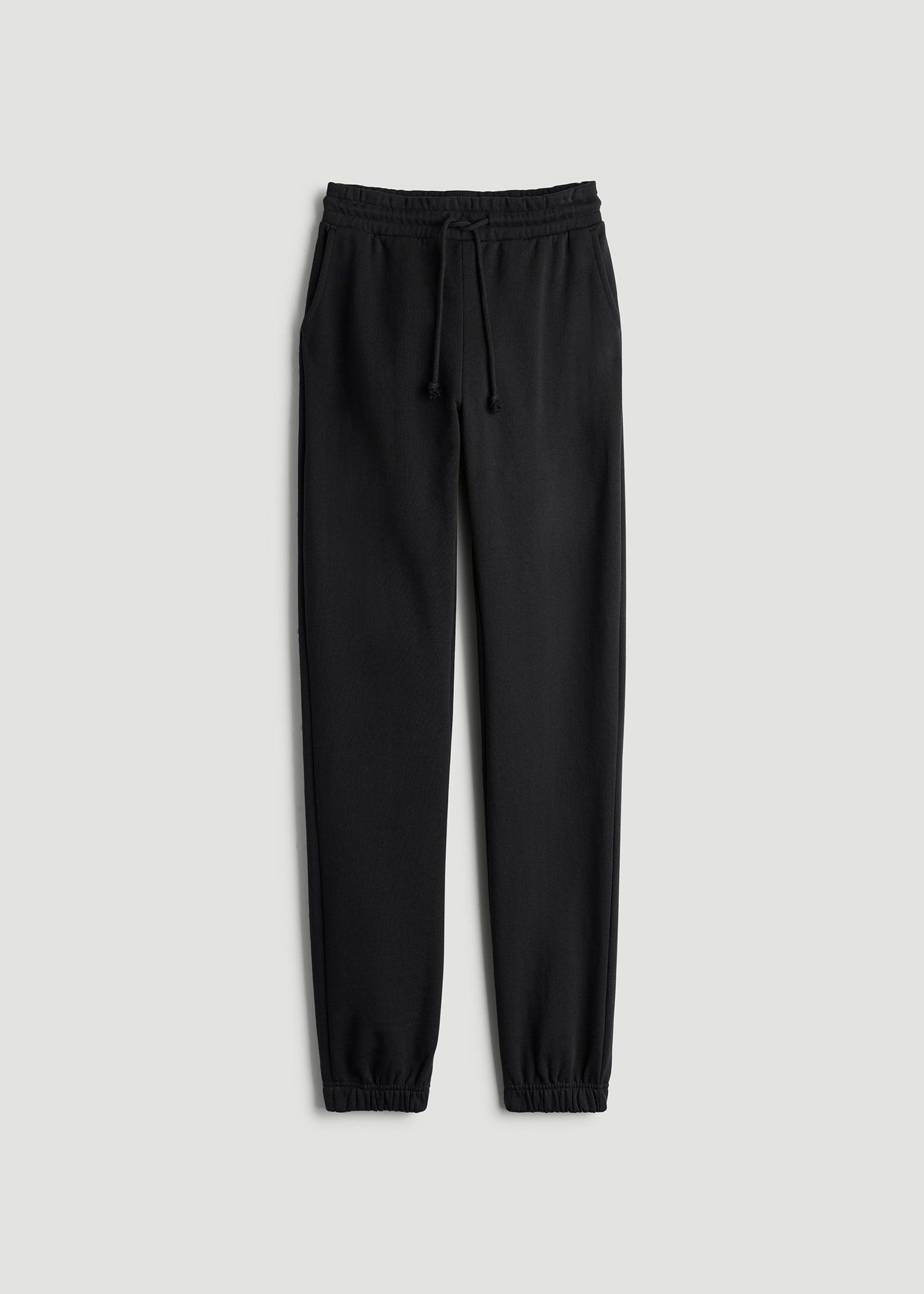 Wearever Fleece SLIM-FIT High-Waisted Women's Garment Dye Sweatpants in Black Product Image