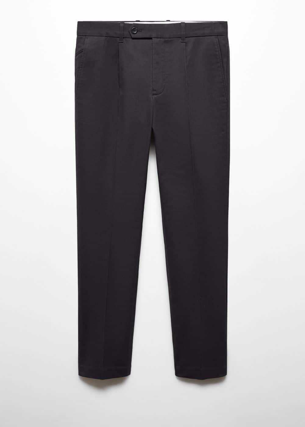 Mango Mens Slim-Fit Cotton Pleated Pants Product Image