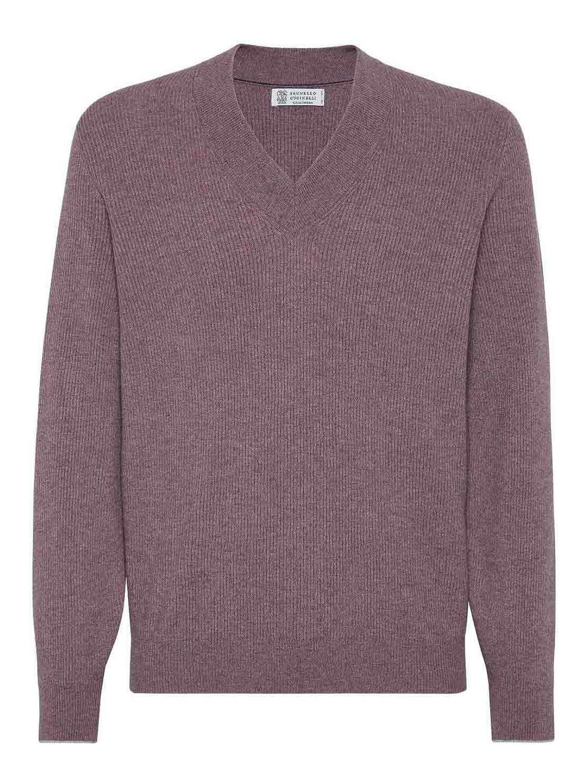 BRUNELLO CUCINELLI Cashmere V-neck Sweater In Multicolor Product Image