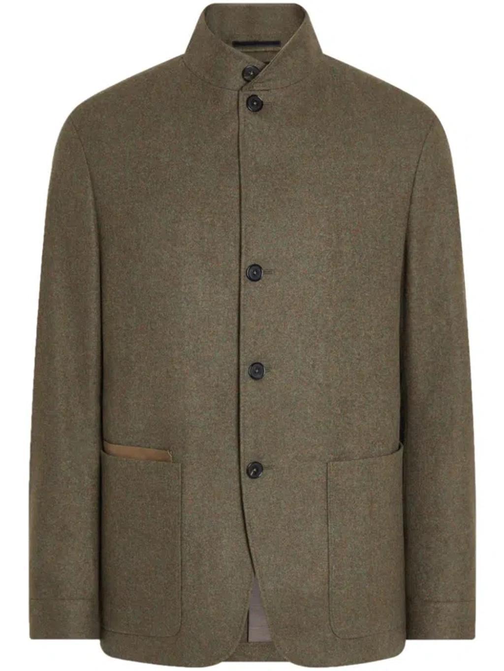 ZEGNA Conte Chore Blazer In Army Green Multimélange Product Image