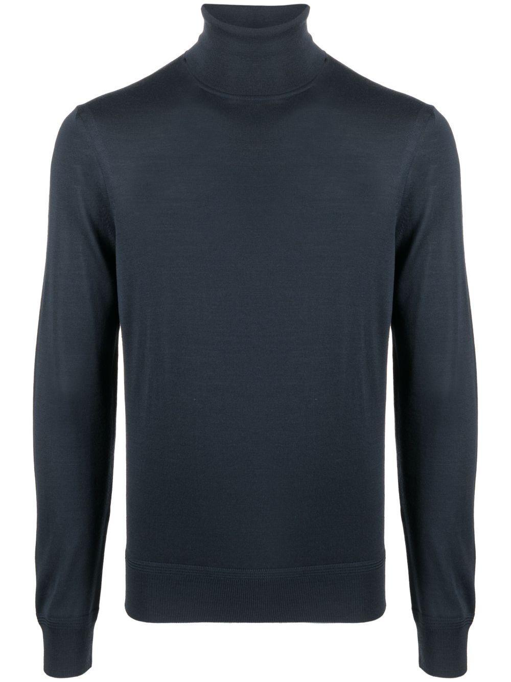 TOM FORD Roll-neck Wool Jumper In Blue Product Image