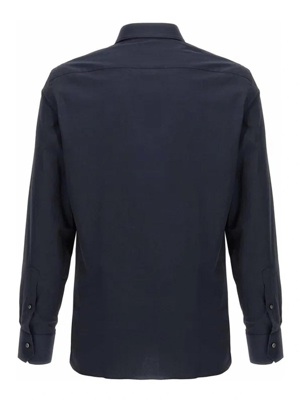 ZEGNA Poplin Shirt In Blue Product Image