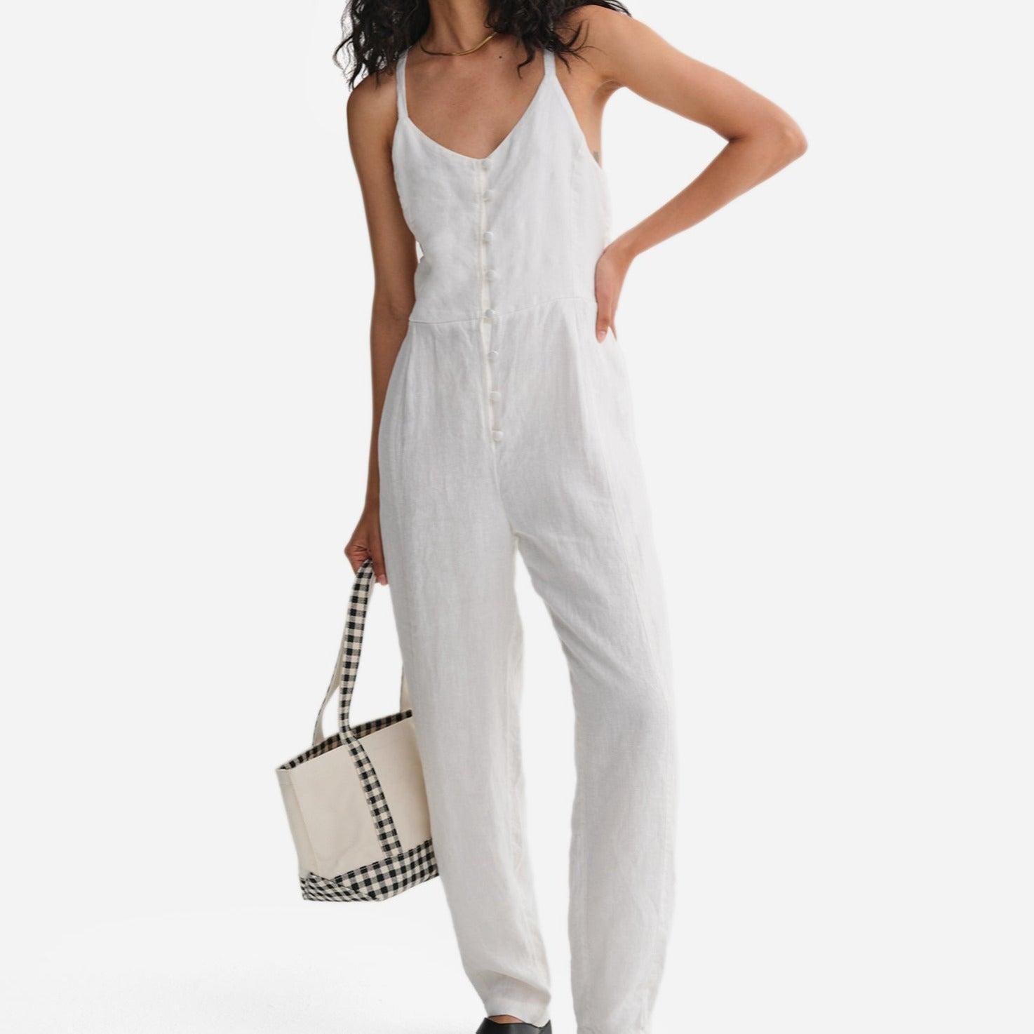 Organic Linen Tank Jumpsuit Female Product Image