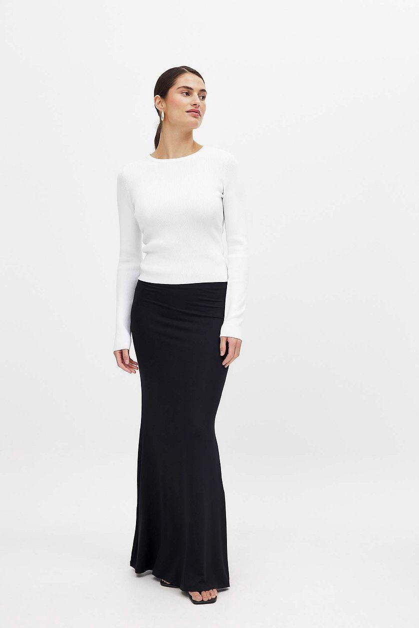 Ribbed Knitted Round Neck Top Product Image