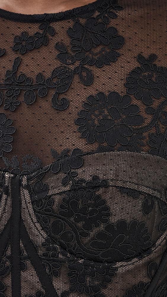 Self Portrait Black Lace Bustier Top | Shopbop Product Image