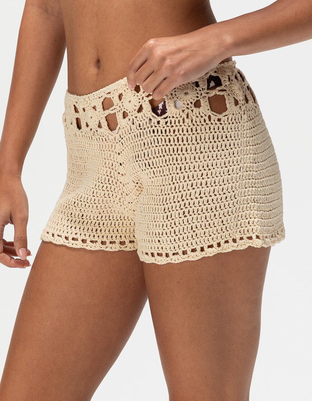 DAMSEL Crochet Womens Cover-Up Shorts - CREAM Product Image