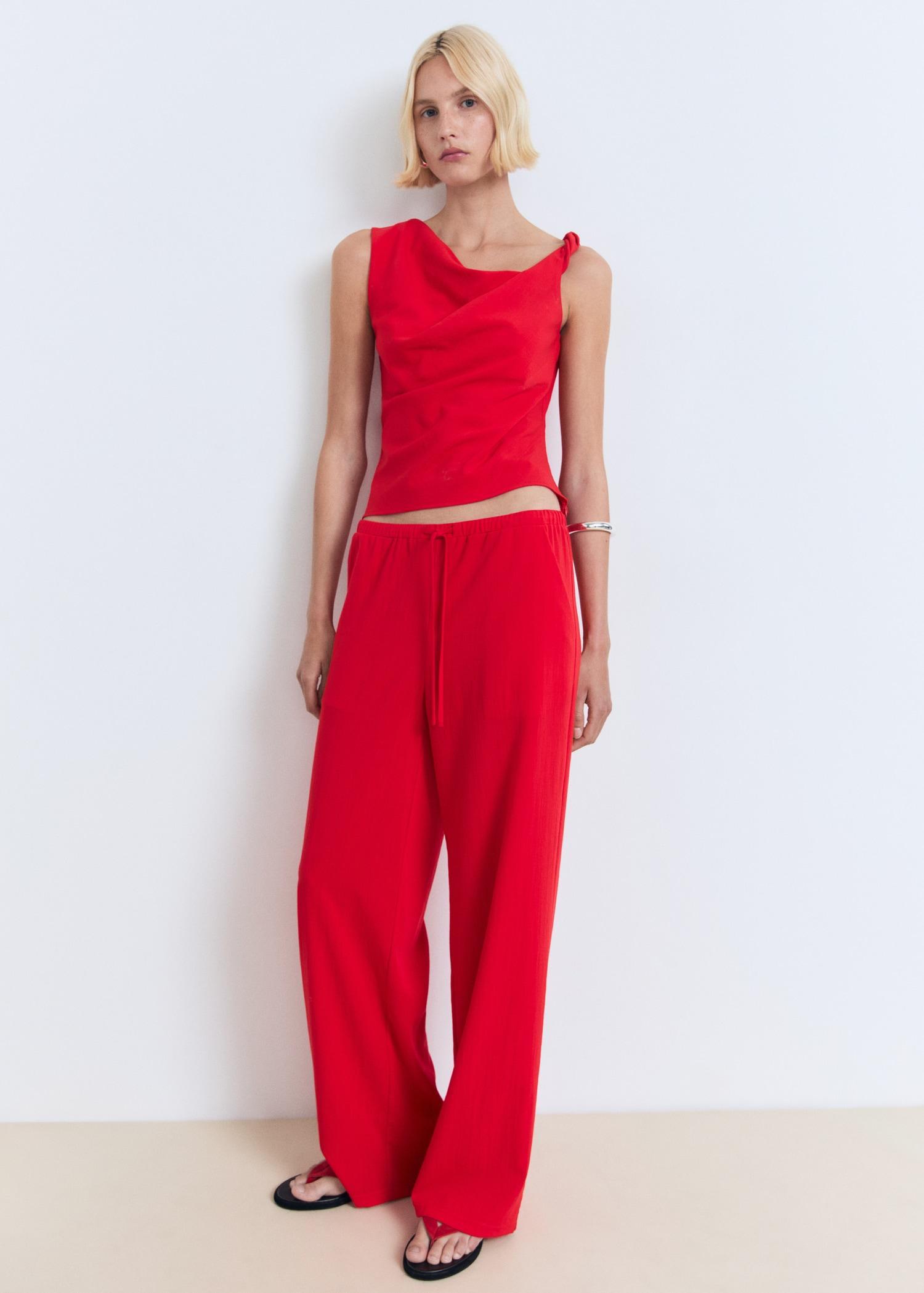 Asymmetrical draped top with straps - Women | MANGO USA Product Image
