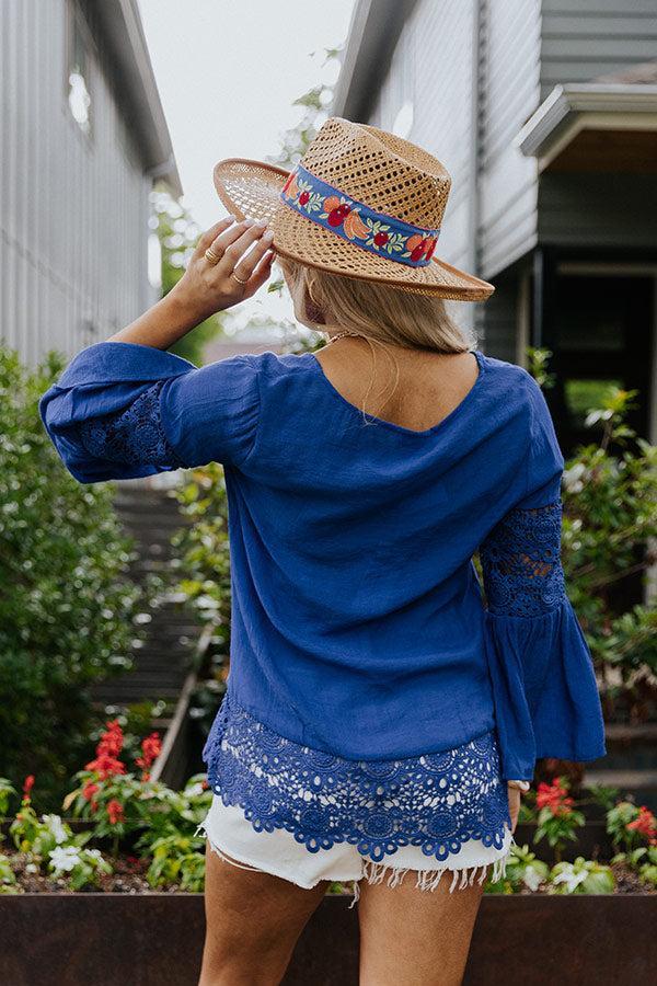 Haute Or Yacht Crochet Top In Royal Blue Product Image