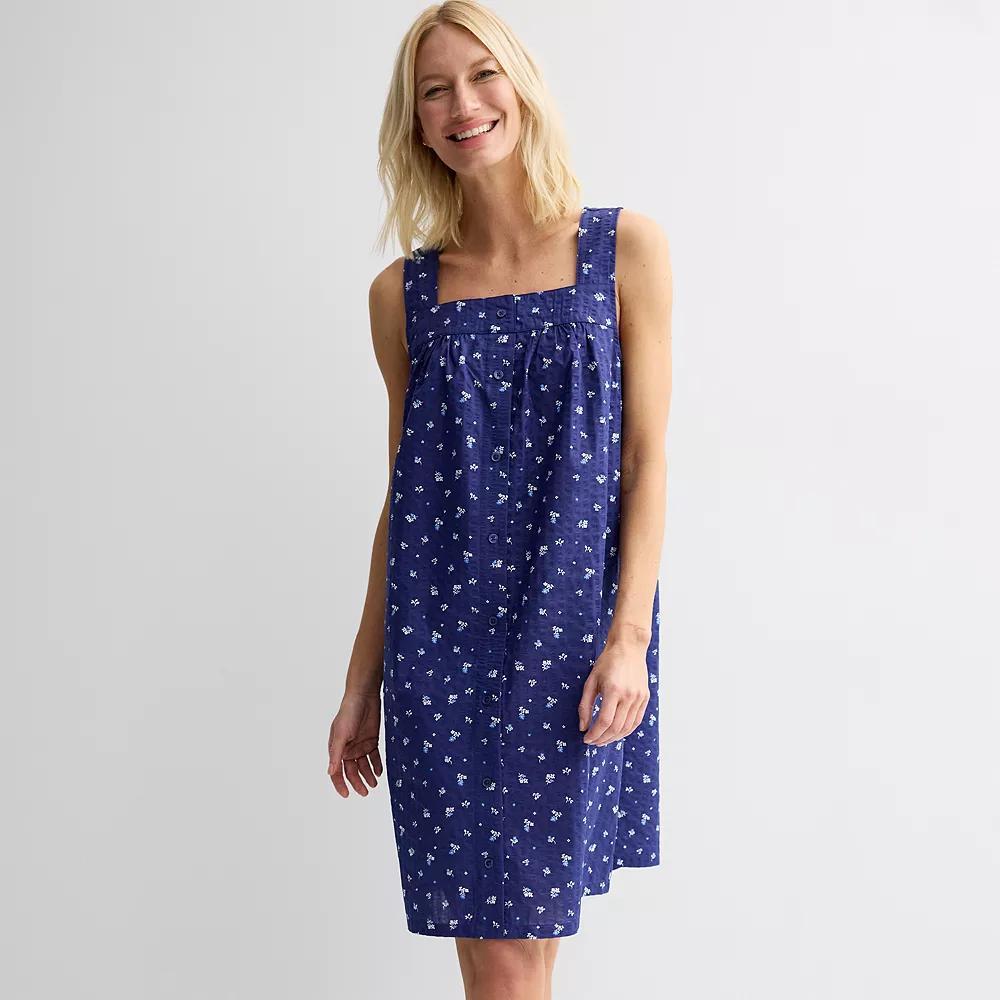 Women's Croft & Barrow® Woven Nightgown, Size: XXL, Dogwood Floral Blue Product Image