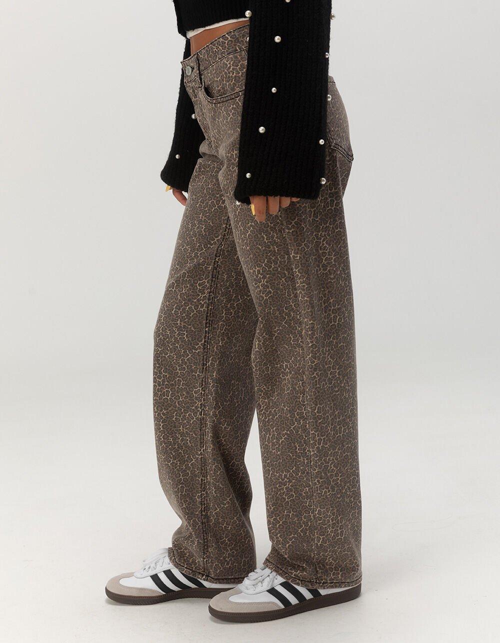 WEST OF MELROSE Leopard Womens Straight Jeans - LEOPARD Product Image