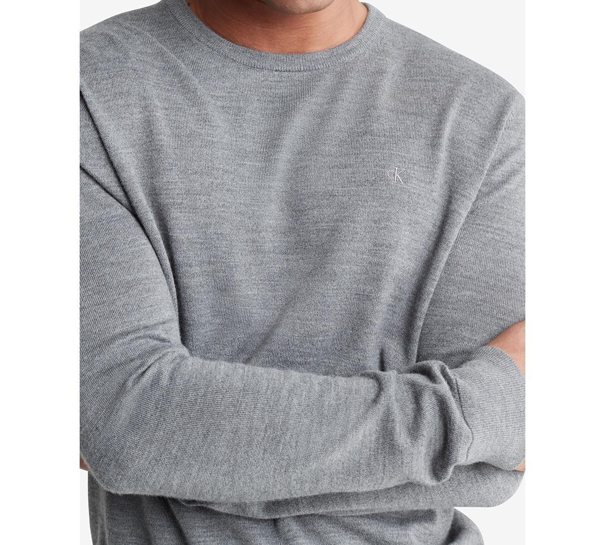 Calvin Klein Men's Extra Fine Merino Blend Crewneck Sweater - Black - S Product Image